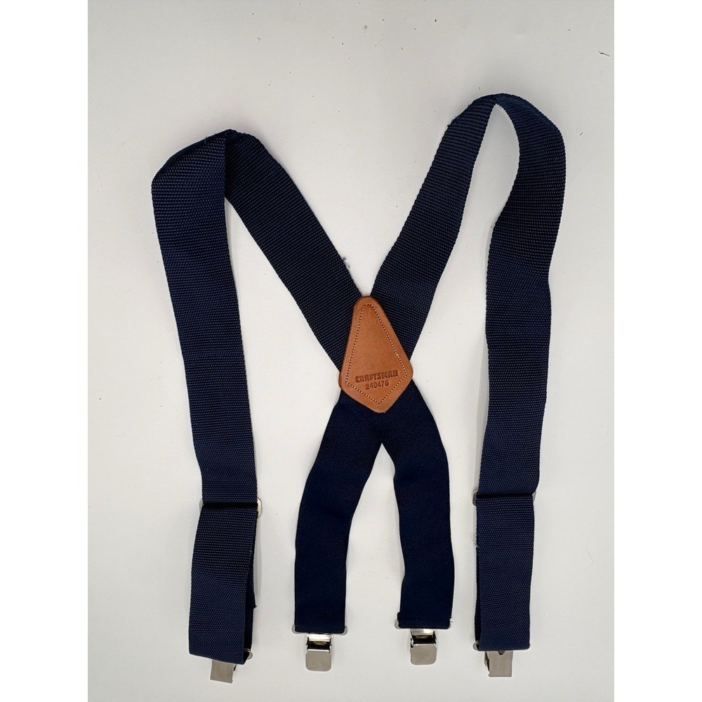 Craftsman 240476 Workwear Tool Belt Suspenders Navy Blue Heavy Duty Clips VTG